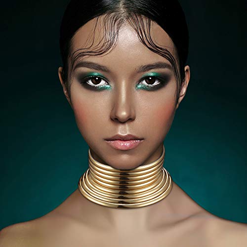 meekoo Afrikanische Halsband Punk Halskette Gotisch Afrikanischen Halsband Klobige Afrikanische Halskette Gold Ton Halsketten für Damen Männer Weihnachten Geburtstag Geschenk