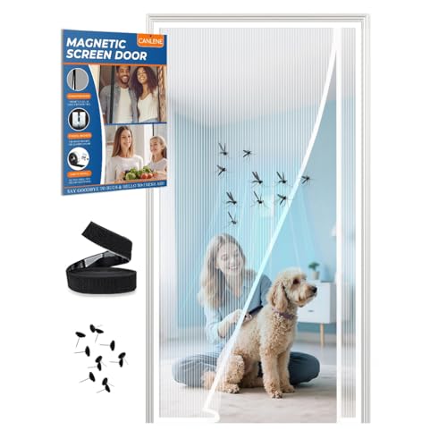 CANLENE Magnetic Screen Door Left Right Side Opening Polyethylene Terephthalate Mesh Greater Than Fiberglass and Polyester Easy Install by CANLENE - Used condition - US$23.10