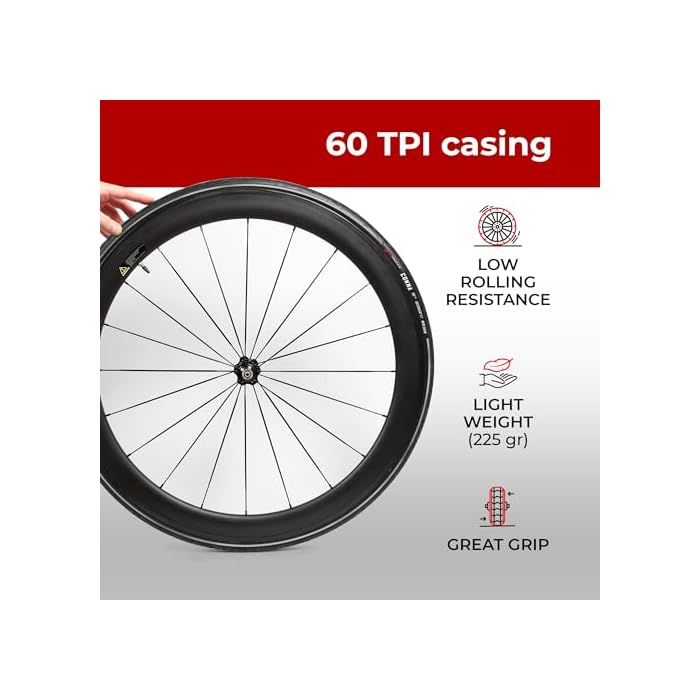 Fincci Racing Reflective Bike Tyres 700x23c - Pair Slick Foldable - Image 6