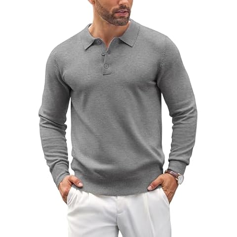 COOFANDY Men's Long Sleeve Polo Jumper Cover