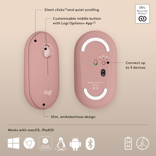 image for Logitech Pebble Mouse 2 M350s Slim Bluetooth Wireless Mouse, Portable,