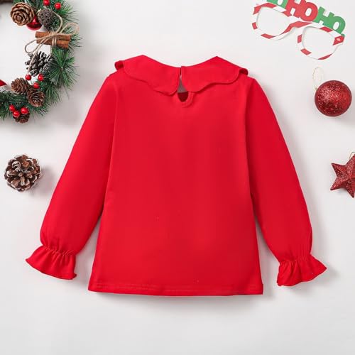 Image of 12M-14Y Toddler Baby Girls Peter Pan Collar Blouse Kids Girl Solid Color Puff Sleeve T-Shirts Casual Tee Tops