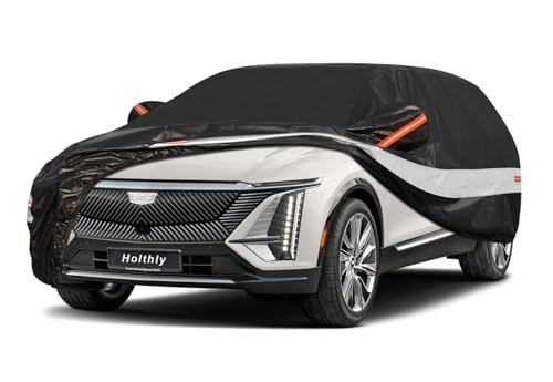 Holthly 10 Layers SUV Car Cover Custom Fit for Cadillac Lyriq (2022-2025), Waterproof All Weather for Automobiles, Outdoor Full Cover Sun Dust Rain Protection with Cotton. Black