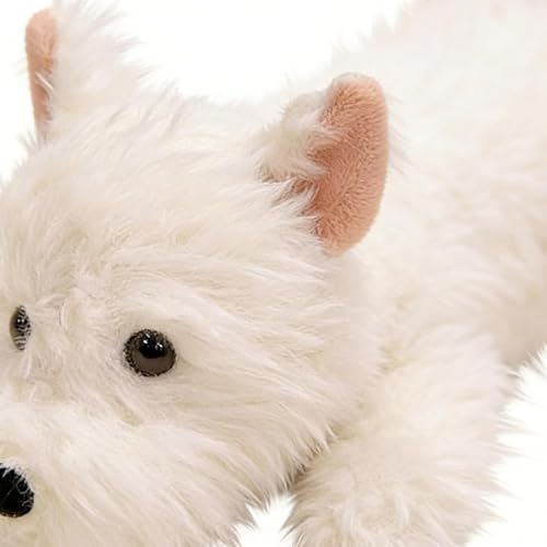 Perro de peluche blanco tumbado de pelo suave para niños 7