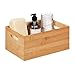 Produktbild Relaxdays Aufbewahrungsbox Bambus, stapelbar, stabil, Bambuskiste ohne Deckel, HBT: 14 x 30 x 20 cm, mit Griffen, natur