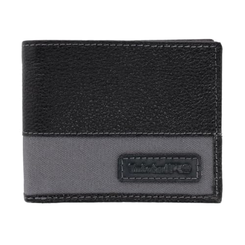 Timberland PRO Men's Milled Canvas and Leather Passcase Wallet, Black