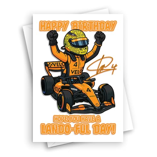 Image of HWC Trading Lando Norris F1 Fan Happy Birthdays Cards Celebrations Geetings Gifts - A5 (ID-005693)