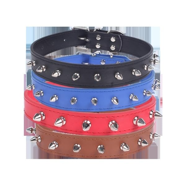 PU Cat Collar with Rivets, Adjustable and Strong, Ideal for Pet Identification and Security, Monochrome - Image 3