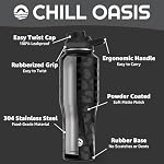 Chill Oasis Water Bottle | Compatible With Popular Flavor Cartridges | BPA Free, Leak Proof, Double-Walled Vacuum Insulated Stainless Steel, and Dishwasher Safe | Cold for 24 Hours (Leopard, 32oz) - Image 3