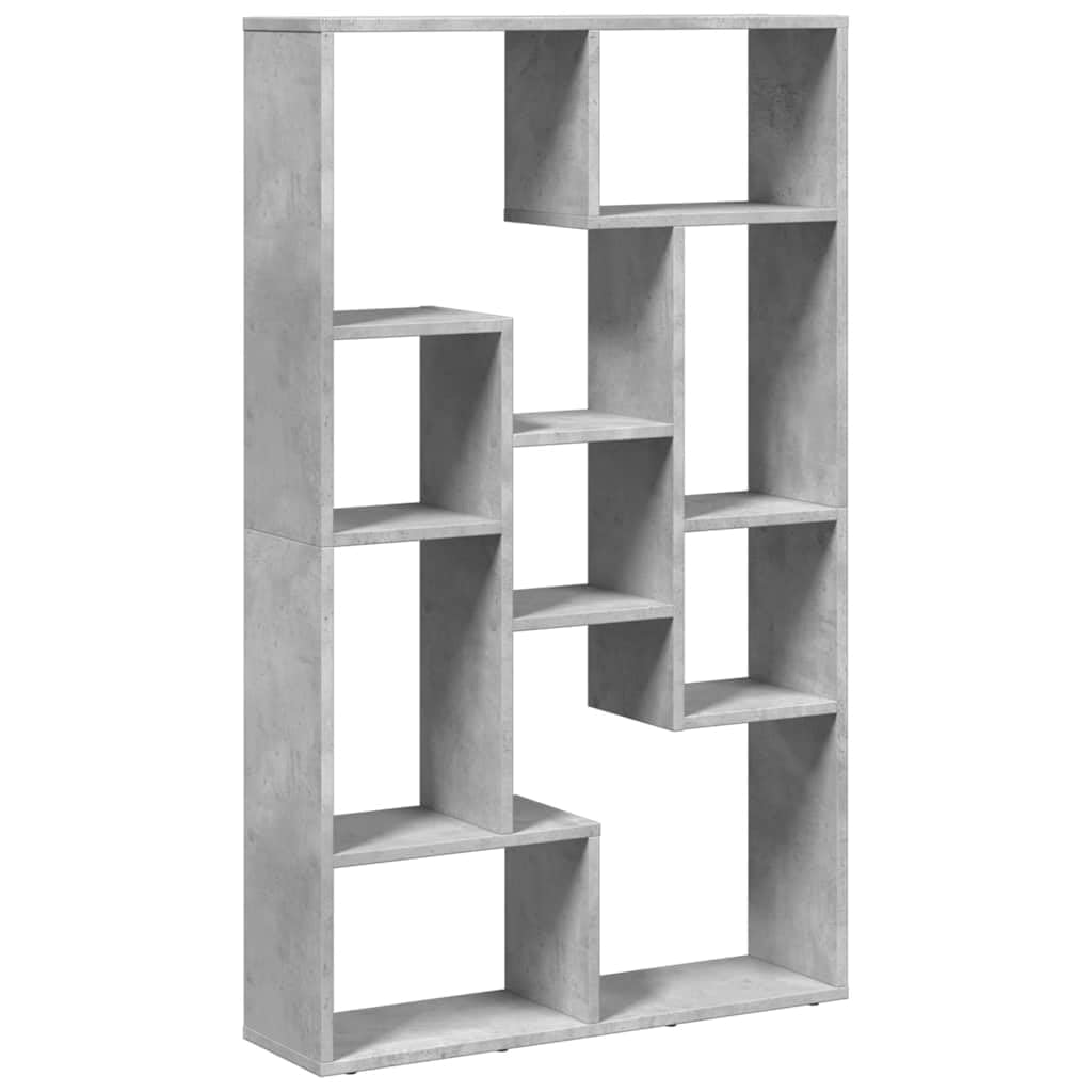 Bücherregal Betongrau 72x20x120,5 cm Standregal Raumteiler | Geometrisches Regal mit 9 Fächern für Wohnzimmer, Schlafzimmer & Büro. Flexibel vertikal oder horizontal aufstellbar.