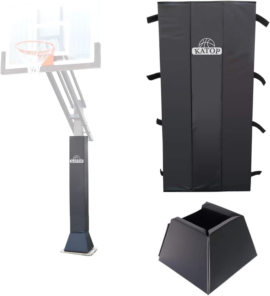 Katop Black Basketball Pole Base Pad All-Weather Durable UV-Resistant Waterproof Square Basketball Pole Base Padding for Player Protection and Safety（5x5,6x6）