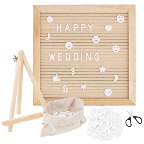 OLYCRAFT Tablero de Letras de Madera Tableros de Letras de Fieltro Rústico de 25x25 cm con Soporte 340 Uds Tableros de Mensajes de Madera con Letras Y Emoticones 2 mm de Grosor
