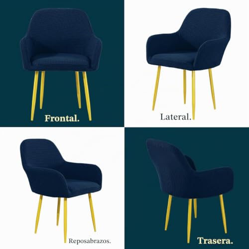 Miniatura 5 de Ebeta Fundas Elásticas Para Silla De Oficina, Funda Para Silla De Oficina, Silla De Ordenador, Giratoria Azul Profundo, 2 Unidades