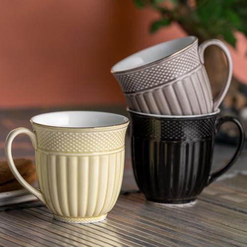 Image of Clay Craft Fine Ceramic Tea Cups Set of 6| 200 Ml Elegant Textured Cups with Comfortable Handle | Ideal for Tea| Coffee| Home Use & Gifting