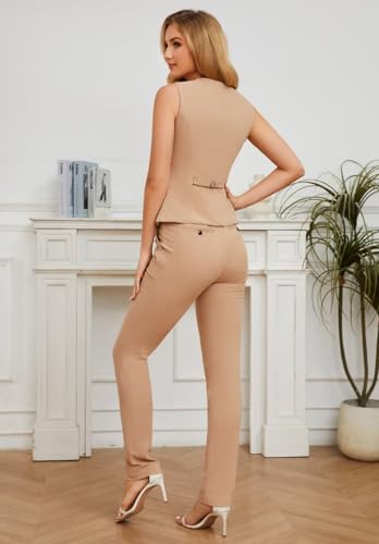 Womens Linen Pant Suits Casual Summer 2 Piece Set Wedding Sleeveless Vest Pants Outfit2