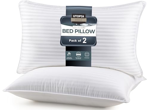 Utopia Bedding 超高級フラシ天を詰めた枕 - (2個パック、キングサイズ) - 純綿、T-240シルケット加工シェル、対イエダニ性、シリコン処理された3D中空素材 キングサイズ