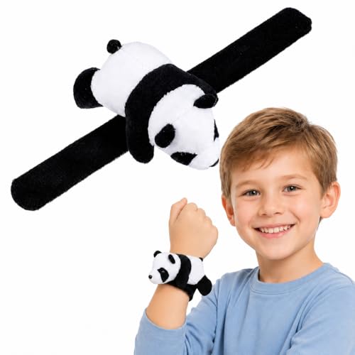 Zerodeko Slap Bracelet Stuffed Animals, Panda Slap Bracelet, Jungle Themed, Plush Toys Party Favors for Boys Girls Kids