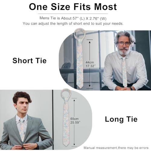 Image of Luckyvestir Ties for Men, Sage Green Cotton Floral Tie 2.76 inch Flower Printed Men's Neckties for Wedding /Groomsmen /Suit /Party
