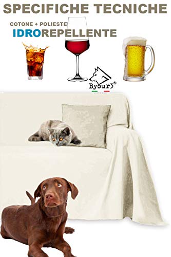 Byour3 - wasserdichte Doppel Tagesdecke Gemischte Baumwolle Bettüberwurf Dekostoff Einzelbett Queen Size Wohndecke Schutz vor Hunden Katzen Kinder Kratzfest Wasserfest Waschbar (Milch, Einzelbett) - Image 5