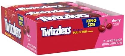 TWIZZLERS PULL 'N' PEEL Cherry King Size Chewy Candy Packs, 4.2 oz, 15 Ct - 2