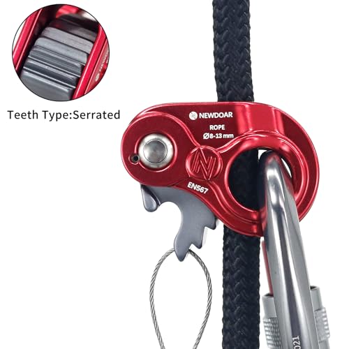 Image of NewDoar Rope Ascender Lightweight Rope Clamp Ascender Riser Adjuster Fits 8-13mm Rope Self-Locking Grip for Rock Climbing,Hunting,Protection Rescue,Rappelling,Arborist,Gear Equipment
