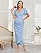 CYCLAMEN Maternity Wrap Dress V Neck Ruffle Sleeves Semi Formal Baby Shower Photoshoot Cocktail Party Pregnancy Dresses, Light Blue, M