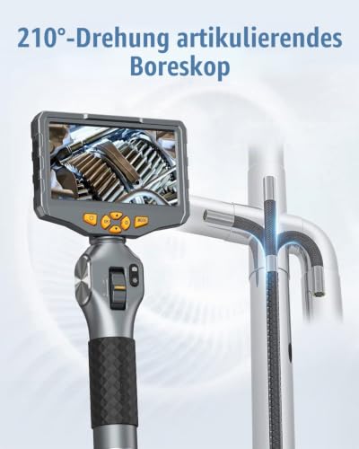 Teslong Endoskopkamera mit Licht, 6.5mm Drehbar Endoskopkamera, Endoskop 5.0 Zoll LCD-Bildschirm...