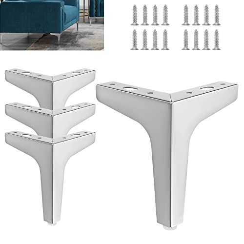 Wkmamo 4 Pcs Metal Furniture Legs,10cm/15 cmHeight Sofa Legs,Modern Metal Triangle Furniture Feet DIY Replacement for Cabinet,Wardrobe,TV Cabinets,Drawers (6 inch(15cm)