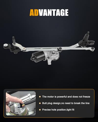 Image of ROADFAR Front Wiper Motor and Linkage Assy Replacement for Renault for Megane III 2009-2019 064300344010,TGECS05E Wiper Motor 4 Pins