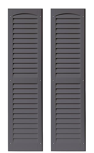 Shed Shutters Louvered 9\" W x 36\" H for Sheds, Playhouses, and Chicken Coops 1 Pair (Gray)