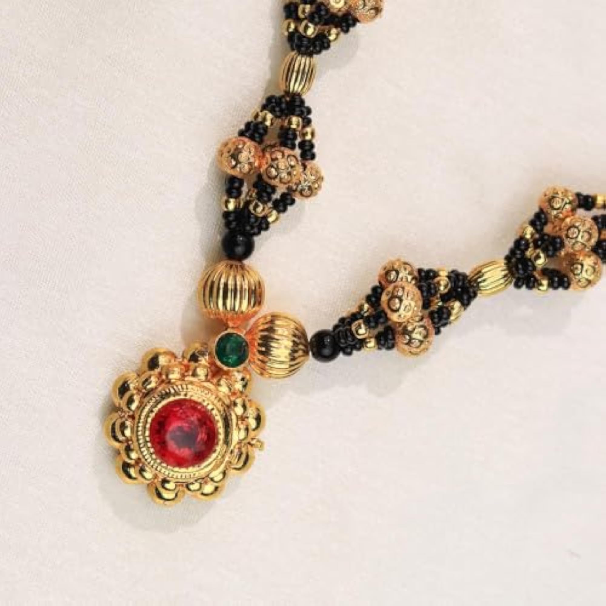 Women's Dual Cluster Pendant Mangalsutra Set with Earrings