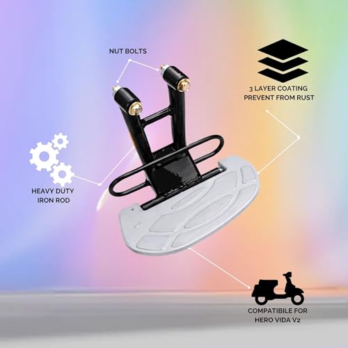 Image of PATHAK Heavy Duty Ladies Footrest Compatible with Hero Vida V2 Pro / V2 Plus / V2 Electric Scooter | Metal Body | Rear Left Side Foot Step| Silver)