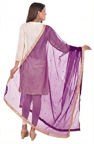 Image of YOUTHQUAKE Women's Embroidered Net Dupatta