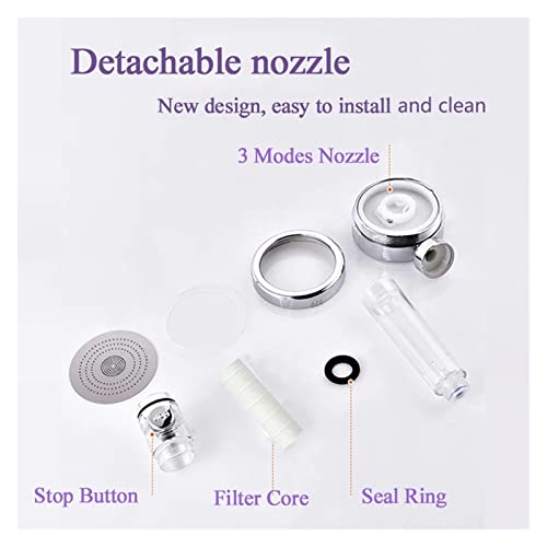 Pommeau de douche haute pression avec flexible réglable et support sans perçage - 6