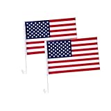 Julysgift Pack of 2 US American Car Flag with Window Clip 17