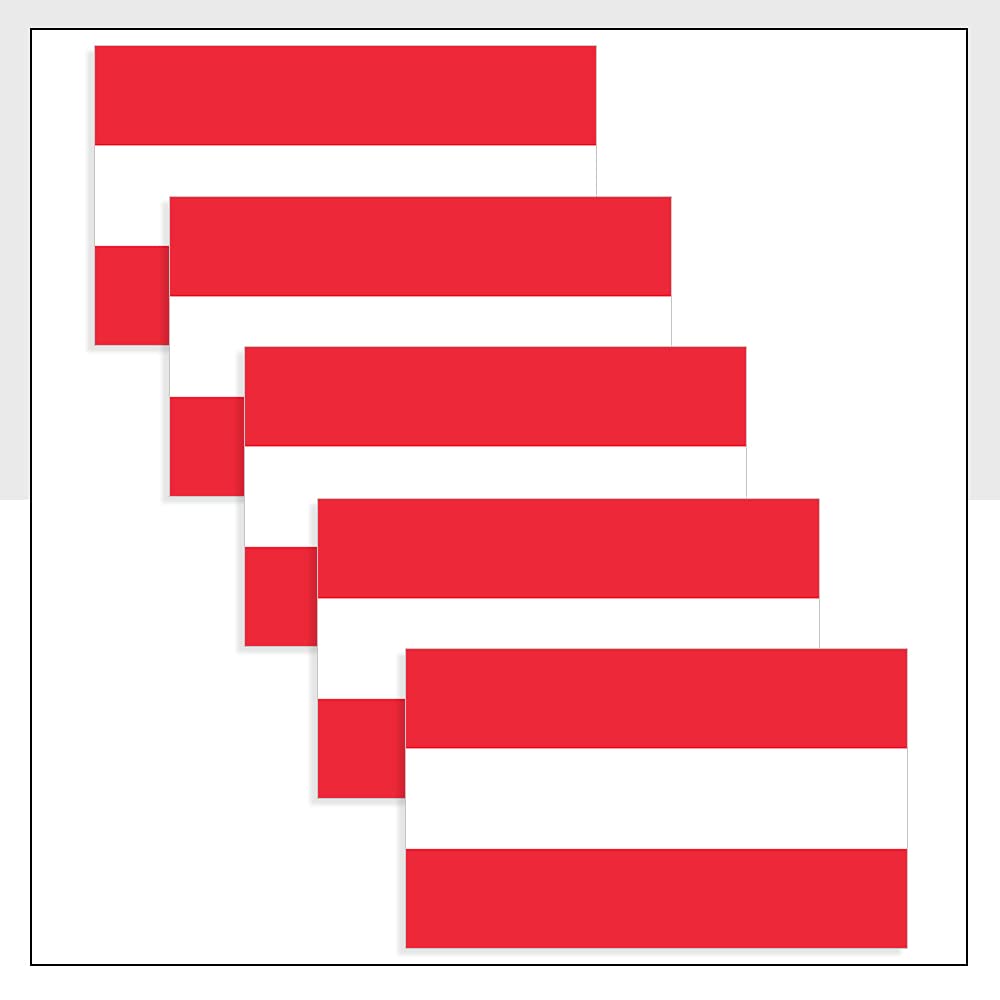 Austria Flag Helmet Sticker Pack of 5 (60 x 36mm) Vinyl AUT Flag Labels for iPad Fridge Bike Van Car Packwith® #P1073