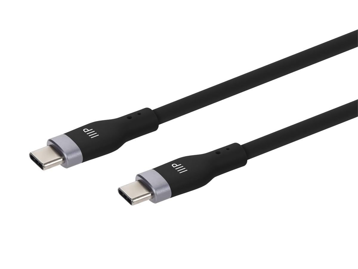 Monoprice Cavo di ricarica in silicone da USB-C a USB-C, USB 2.0, 240 W, ultra flessibile, 0,9 m, nero, confezione da 2
