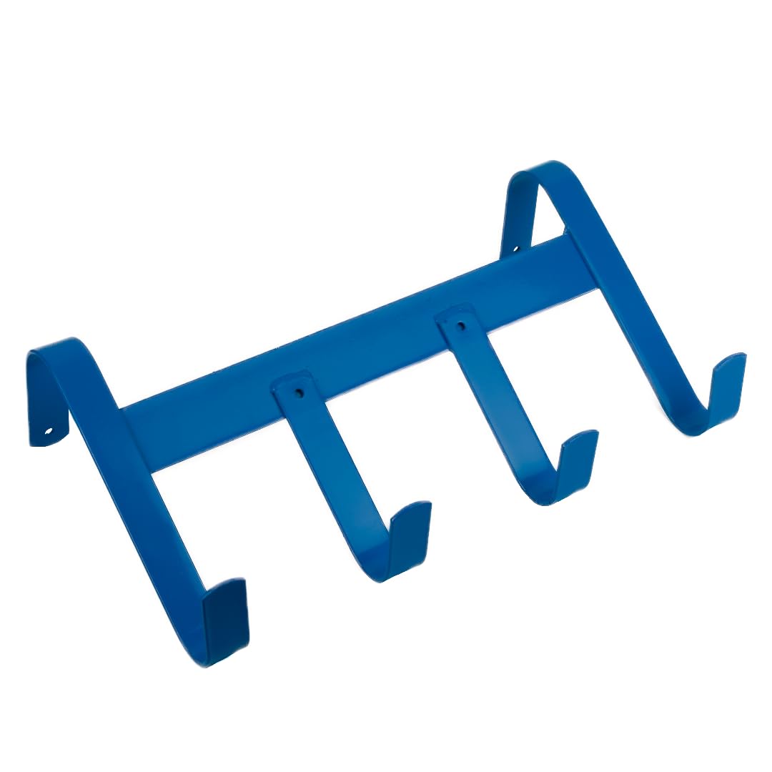 GS Equestrian & Country 4 Hook Metal Handy Hanger – Wall Mounted Tack Rack for Bridles, Headcollars & Equipment Storage (Blue, One Size)