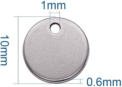 Vista 19 de Pandahall - 60 unidades de etiquetas colgantes de acero inoxidable redondo plano de 3/5 a 1-1/5 pulgadas para fabricación de joyas