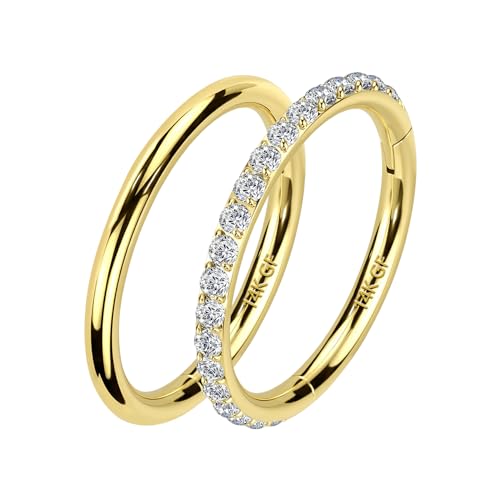 ALACLO 2pcs 14k Gold Filled Septum Rings, Nose Rings Hoop