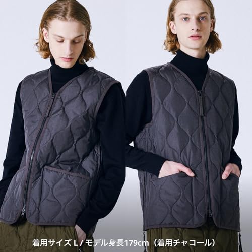 タイオン インナーダウン・オフィシャル ユニセックス ミリタリー Vネックジップ ダウンベスト 001ZML-1 の商品画像 1