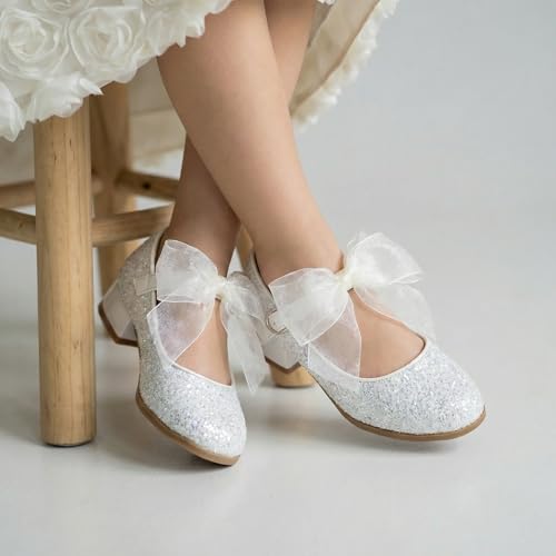 Image of THEE BRON Girls Low Heel Dress Shoes Mary Jane Party Wedding Flower Girl Pumps