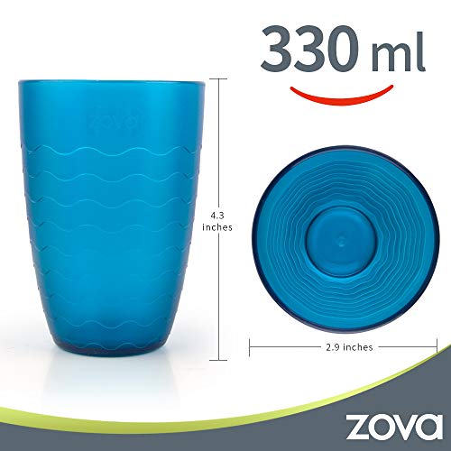 Copos de plástico duráveis da Zova, copos de bebidas de 330 ml, conjunto de 6 em 3 cores sortidas