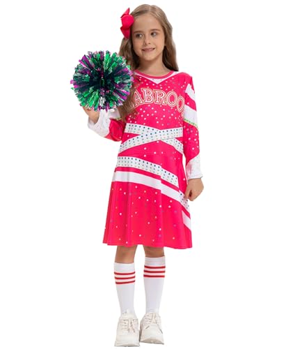 Disfraz completo de animadora para niña rojo rosado talla Large miniatura 3