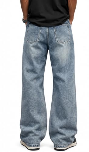 Mens Baggy Jeans for Men Women Y2k Skater Vintage Plain Pants Casual Wide Leg Jeans Loose Fit Denim Jeans - Image 5