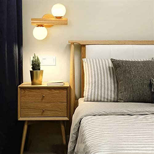 Aplique de pared madera LED giratorio con doble cabezal de lectura estilo japonés 5