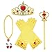 Vicloon 8pcs Princesse Dress Up Accessoires Filles Diadème Varita Magie Collier Boucles d'oreilles Anneau Gants pour Cosplay Carnaval Fête Party d'anniversaire- 3-8 Ans (Jaune)