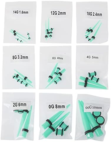 WBRWP 48 stuks oor stretching kit set: acryl tapers en pluggen met dubbele O -ring en zachte siliconen tunnels oor expander meters brancard body piercing sieraden 14g-00g, Acryl