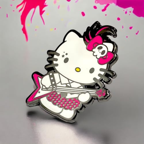 Image of KOZUKI Red Enamel Guitar Pin, Modern Style, Unisex, 1.2 x 1.3 x 0.1 inches