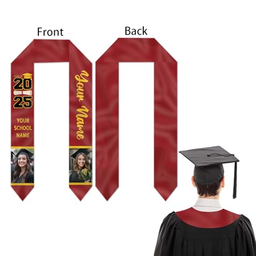 Custom Graduation Stole Class of 2025 with Photo Text Personalized Graduation Sash Graduation Gift and Keepsake4